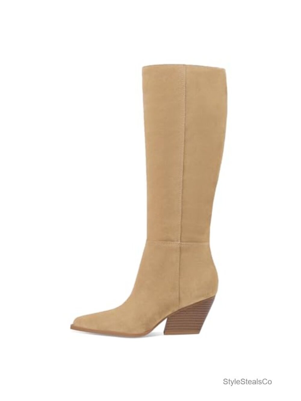 Suede Knee High Boots Chunky Heel Snip Toe Waterproof